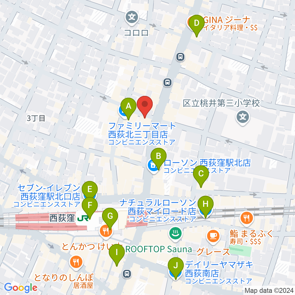 アケタの店周辺のコンビニエンスストア一覧地図