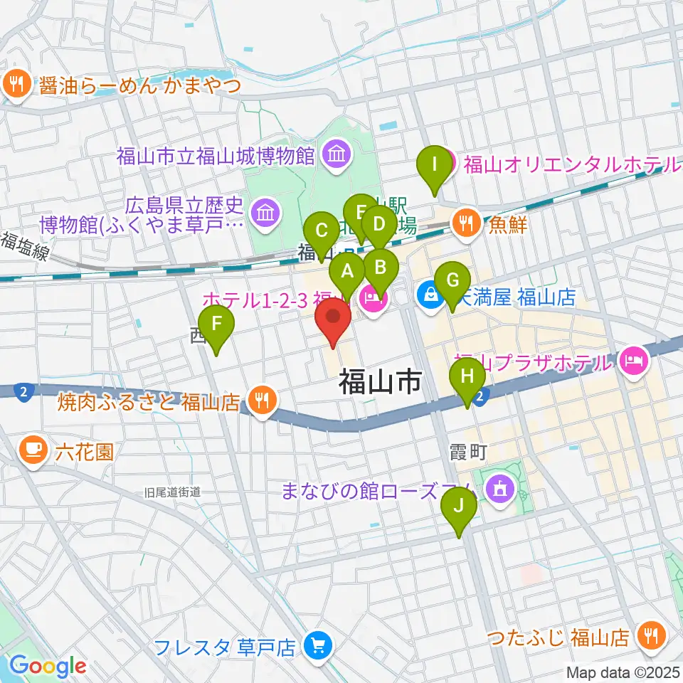 スガナミ楽器 福山本店周辺のコンビニエンスストア一覧地図
