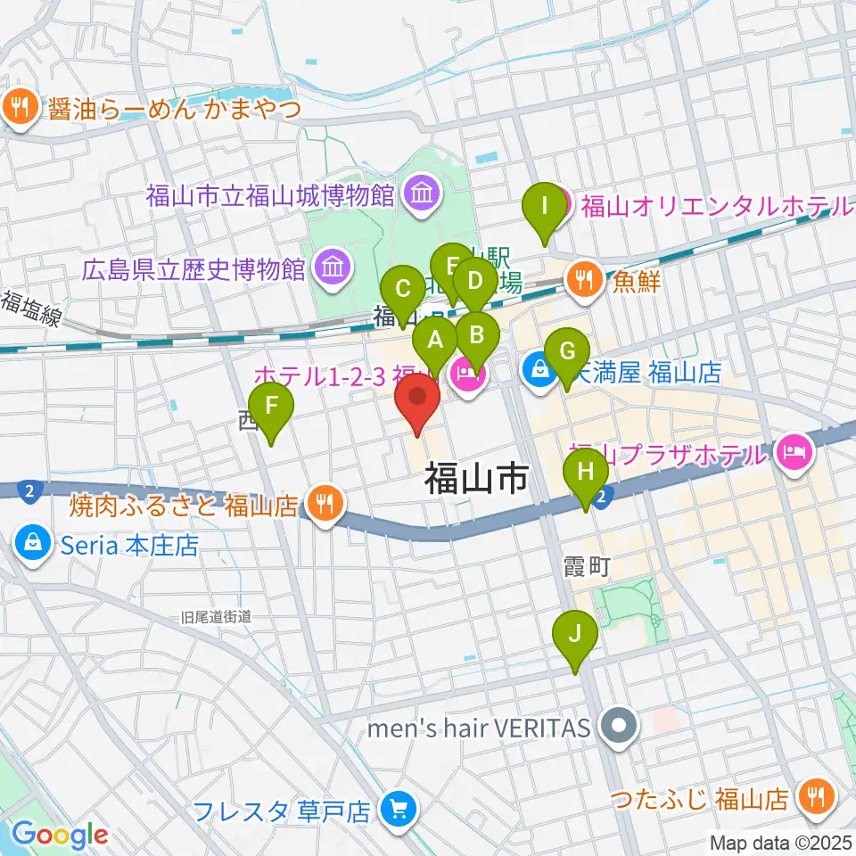 スガナミ楽器 福山本店周辺のコンビニエンスストア一覧地図