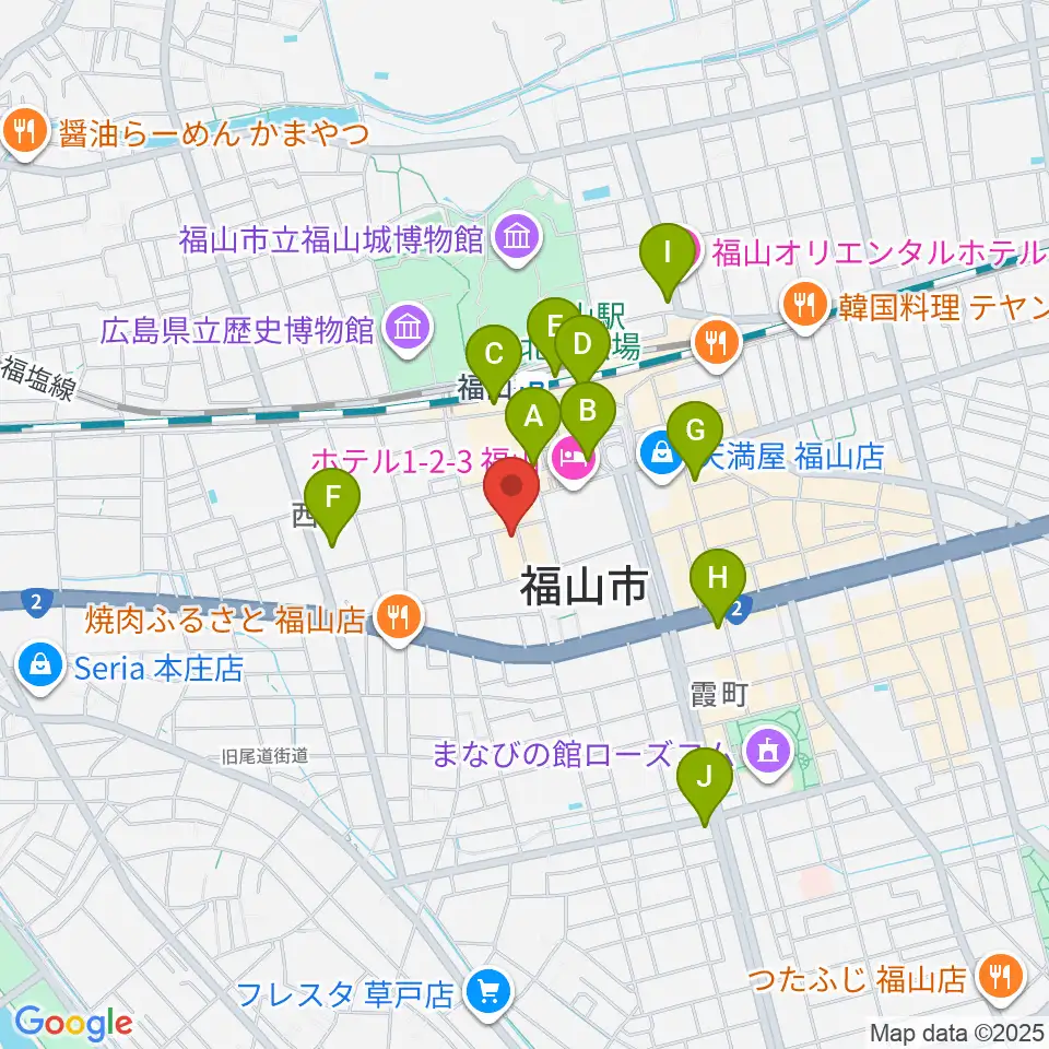 スガナミ楽器 福山本店周辺のコンビニエンスストア一覧地図