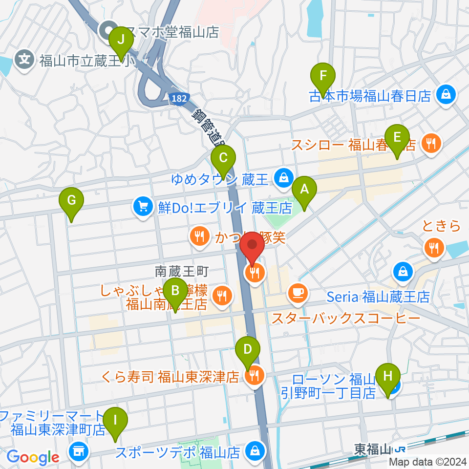 スガナミ楽器蔵王店周辺のコンビニエンスストア一覧地図