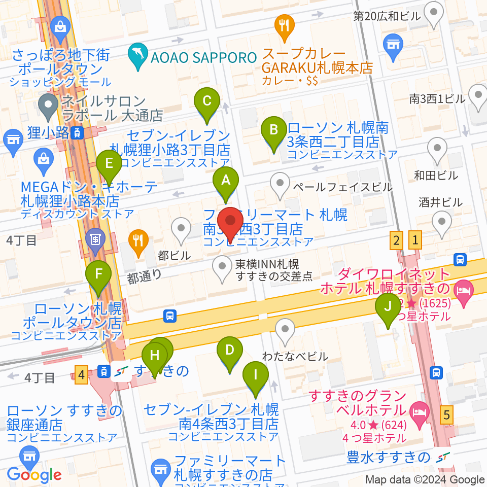 札幌ジェリコ周辺のコンビニエンスストア一覧地図