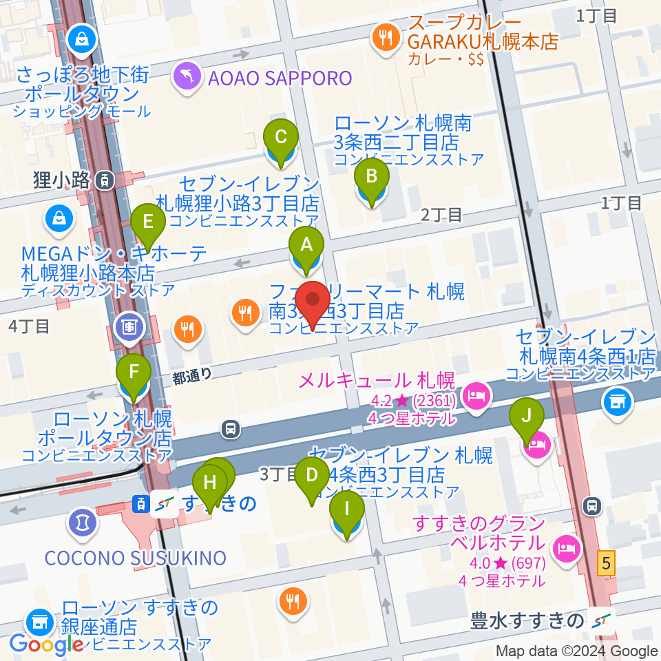 札幌ジェリコ周辺のコンビニエンスストア一覧地図