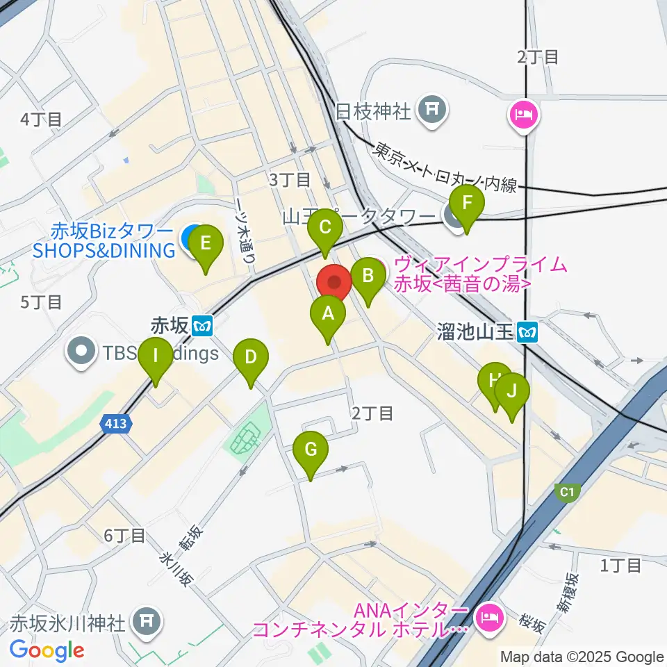 赤坂カンティーナ周辺のコンビニエンスストア一覧地図