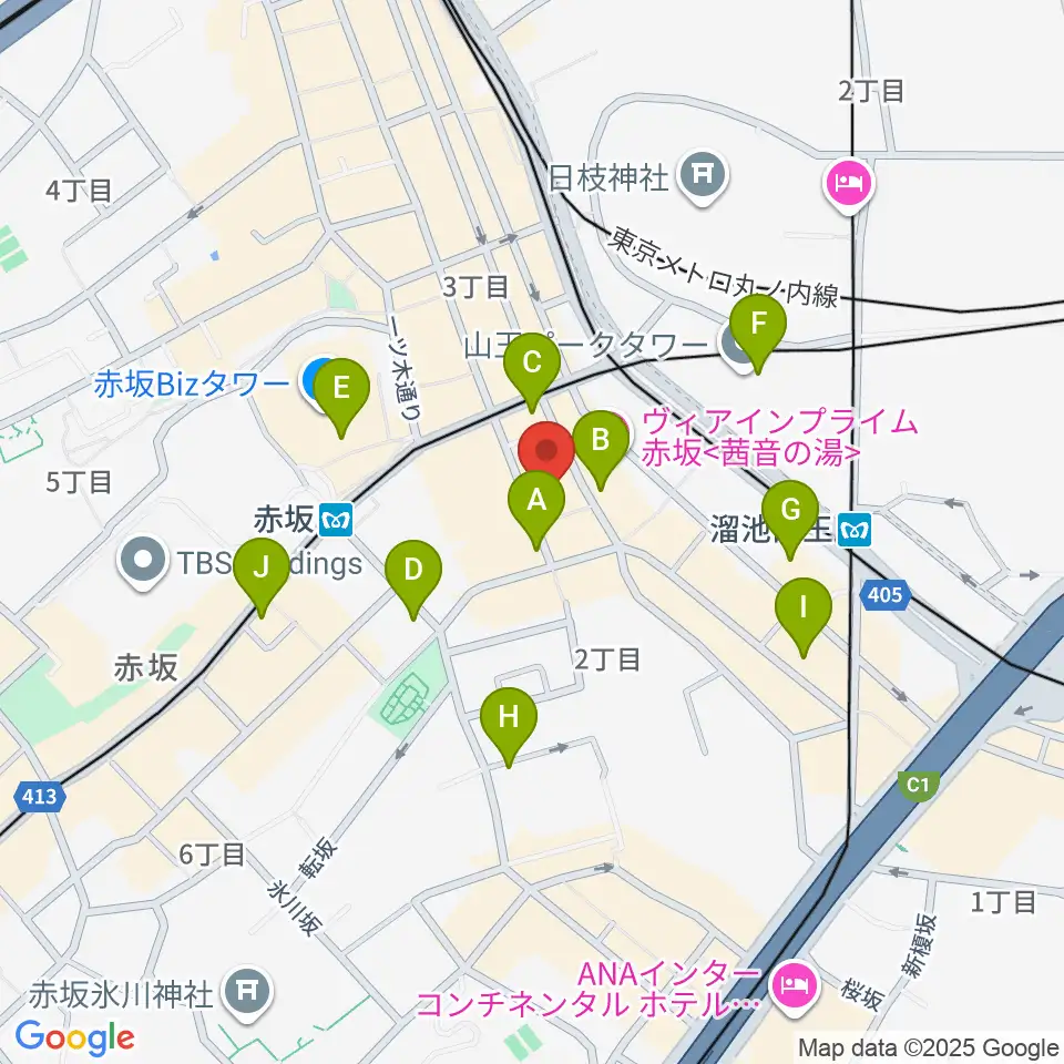赤坂カンティーナ周辺のコンビニエンスストア一覧地図
