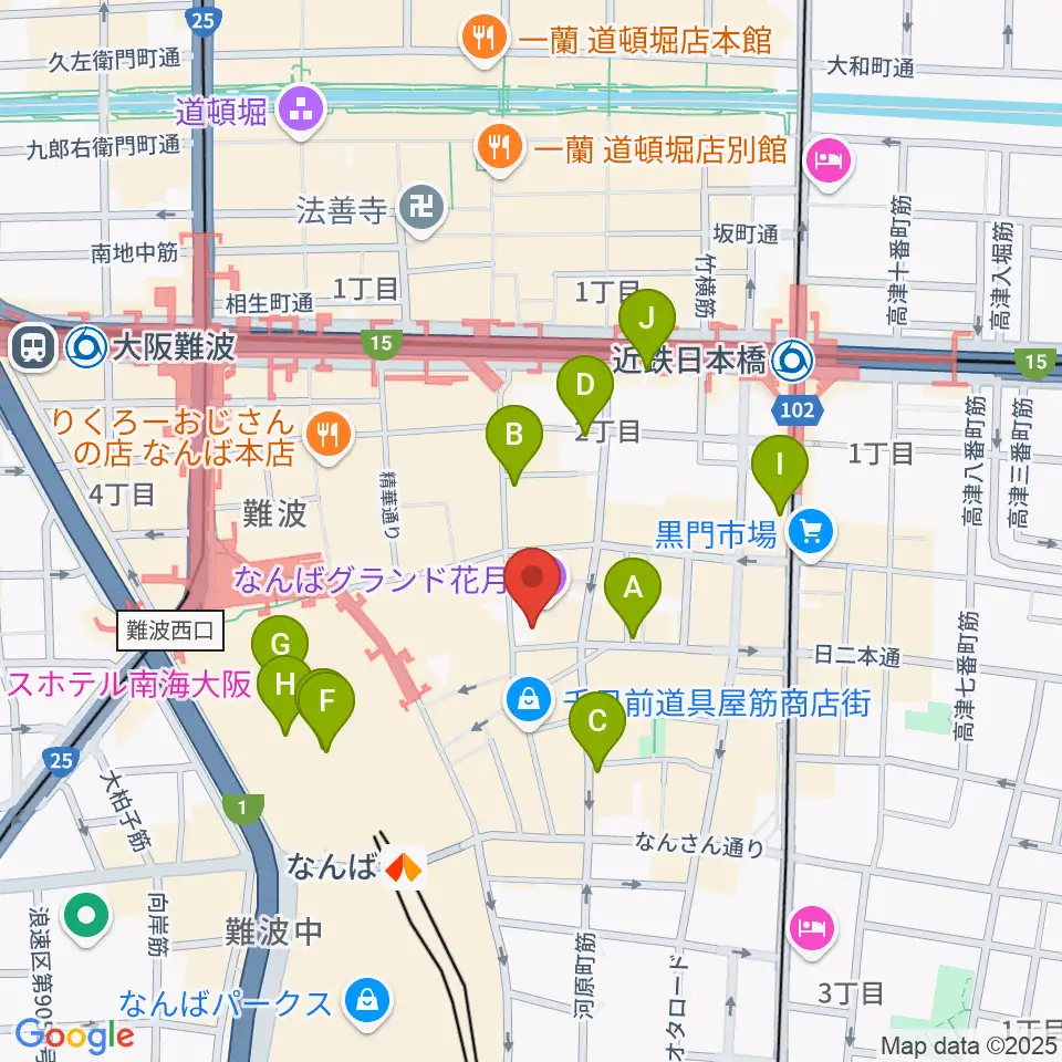 なんばYES THEATER周辺のコンビニエンスストア一覧地図