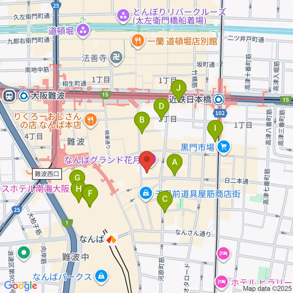なんばYES THEATER周辺のコンビニエンスストア一覧地図
