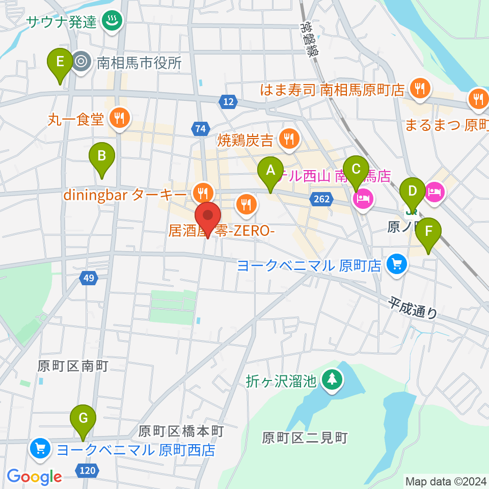 オアシス楽器店 原町店周辺のコンビニエンスストア一覧地図