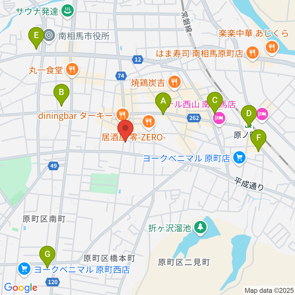 オアシス楽器店 原町店周辺のコンビニエンスストア一覧地図