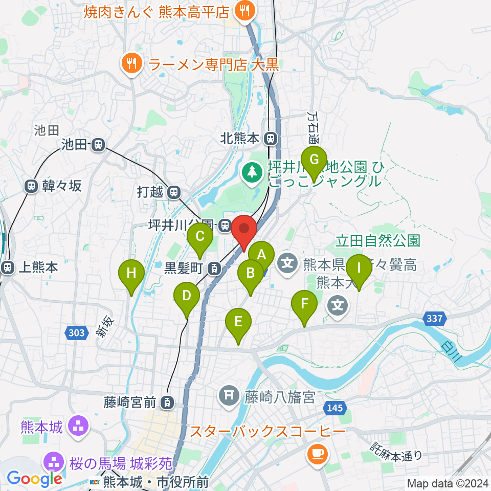 熊本市男女共同参画センターはあもにい周辺のコンビニエンスストア一覧地図