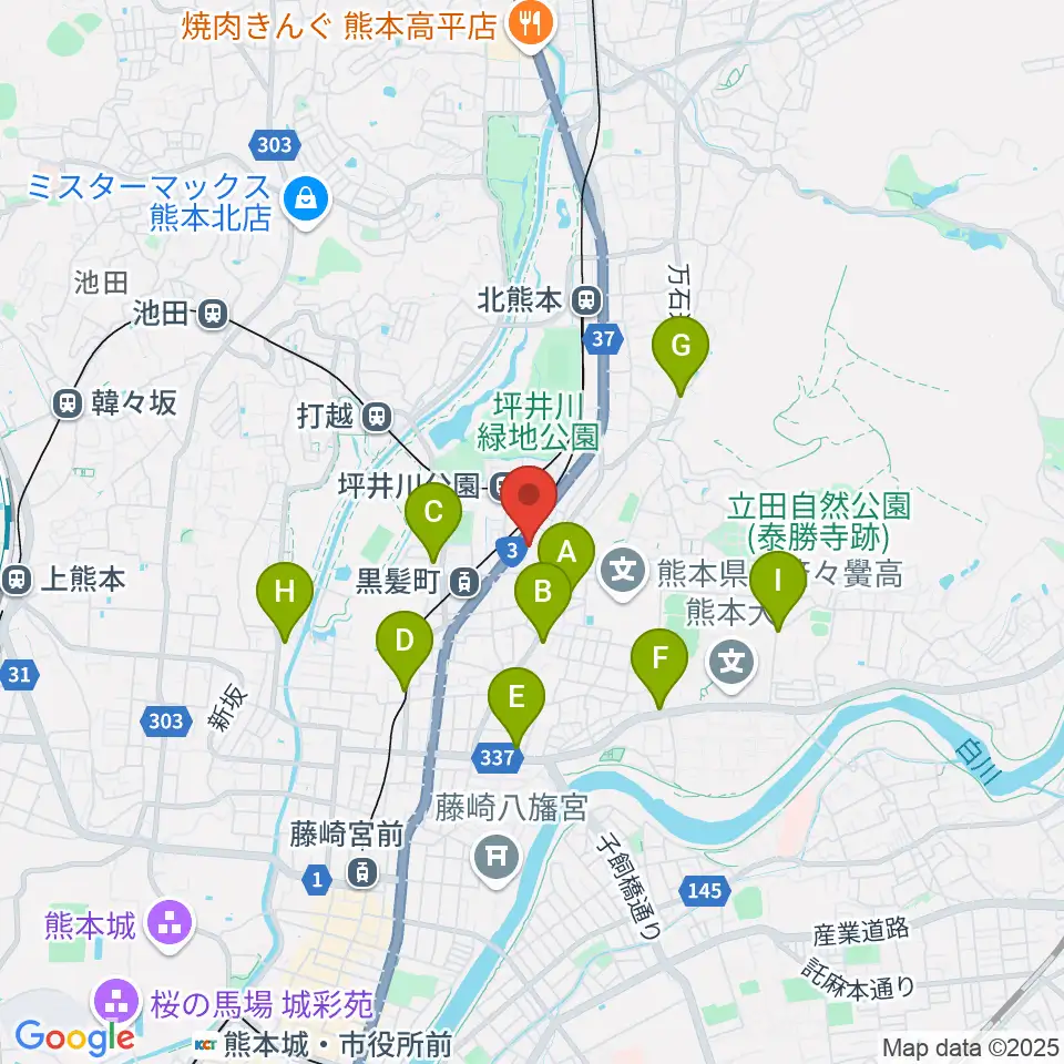 熊本市男女共同参画センターはあもにい周辺のコンビニエンスストア一覧地図