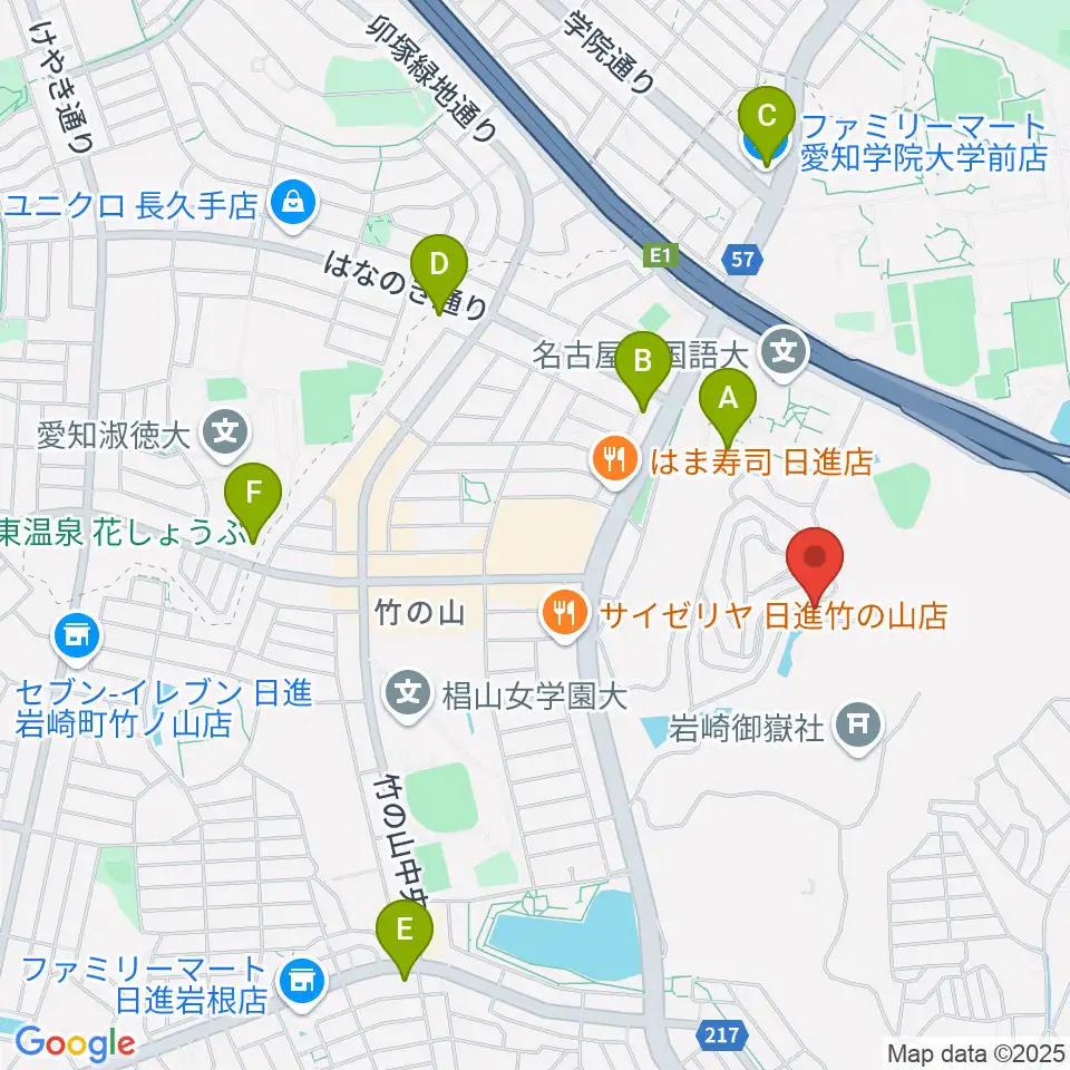 山のホール周辺のコンビニエンスストア一覧地図