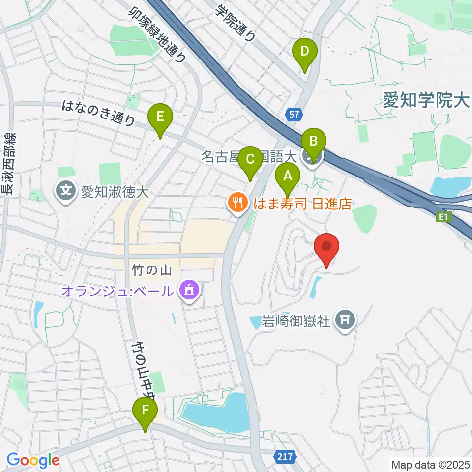 山のホール周辺のコンビニエンスストア一覧地図