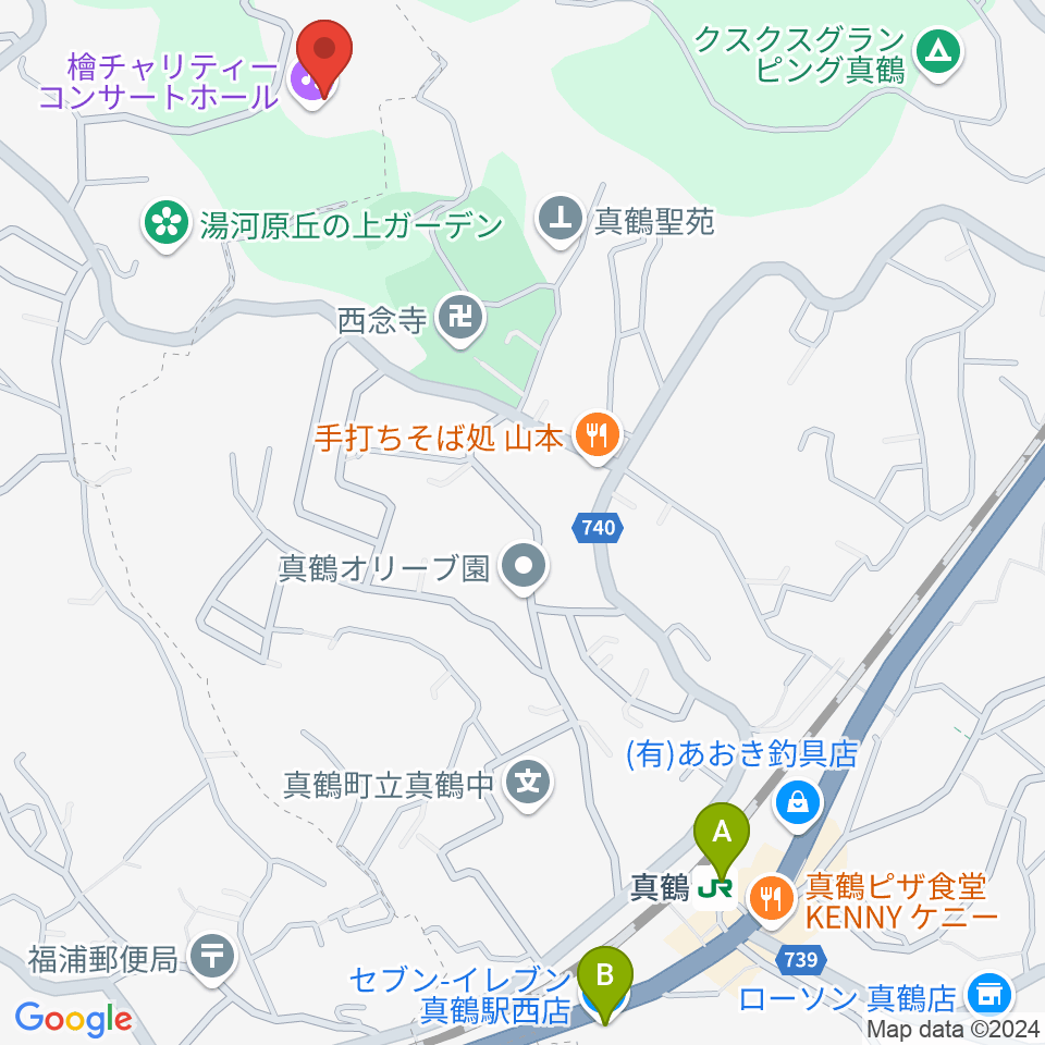 檜チャリティコンサートホール周辺のコンビニエンスストア一覧地図