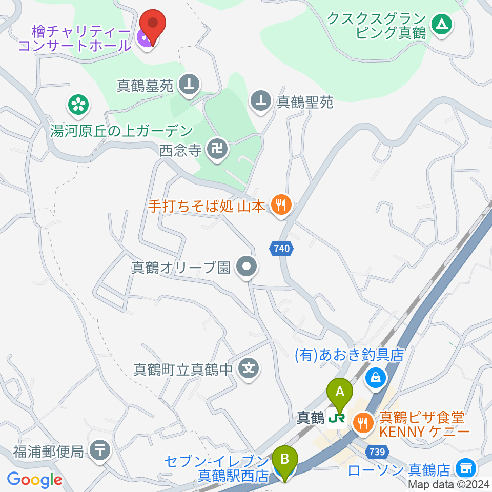 檜チャリティコンサートホール周辺のコンビニエンスストア一覧地図