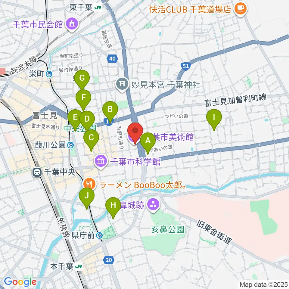 千葉市美術館周辺のコンビニエンスストア一覧地図