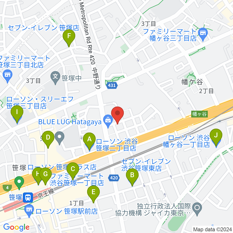 五味和楽器店 東京店周辺のコンビニエンスストア一覧地図