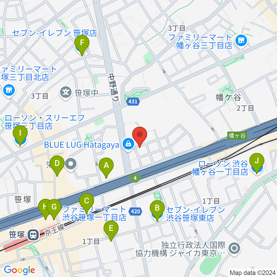 五味和楽器店 東京店周辺のコンビニエンスストア一覧地図