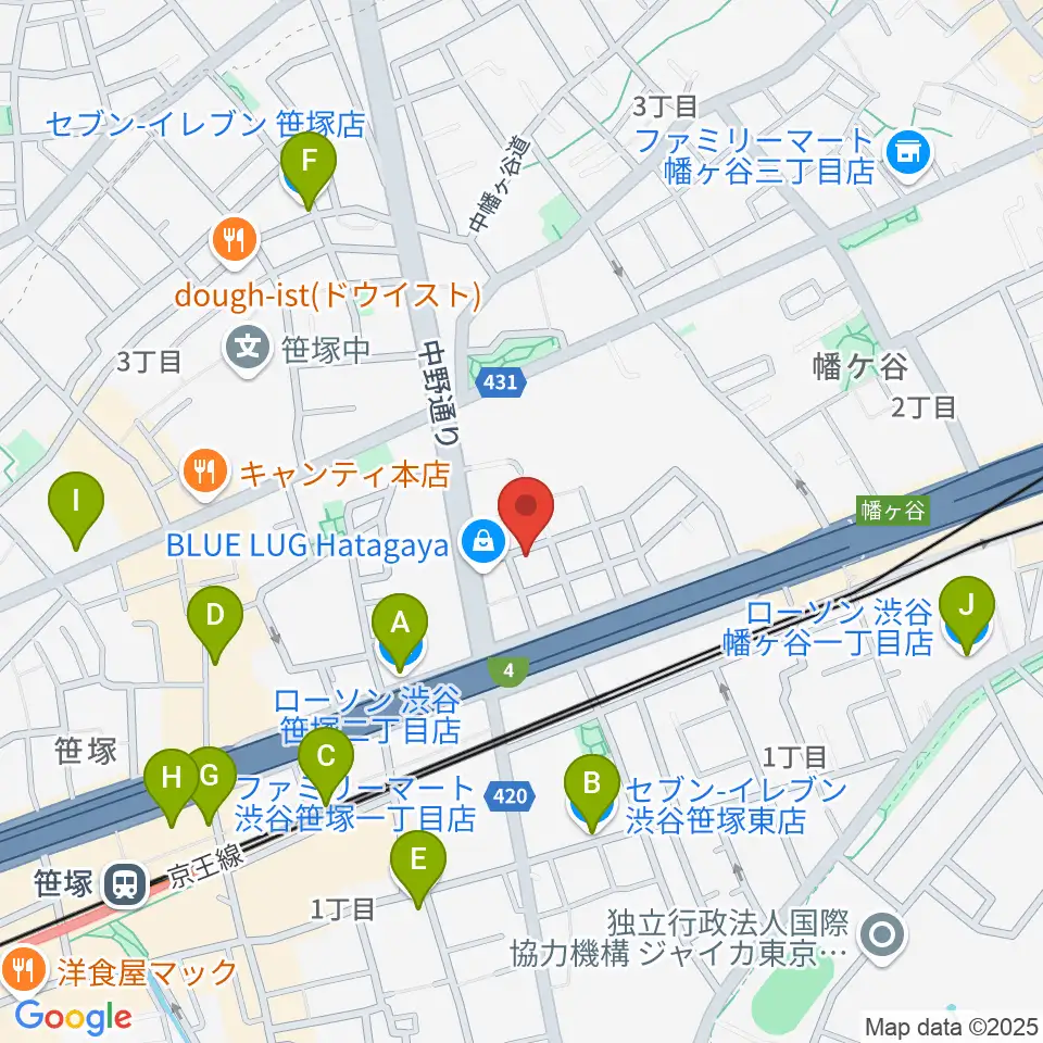 五味和楽器店 東京店周辺のコンビニエンスストア一覧地図