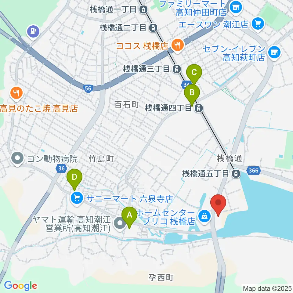高知BAY5 SQUARE周辺のコンビニエンスストア一覧地図