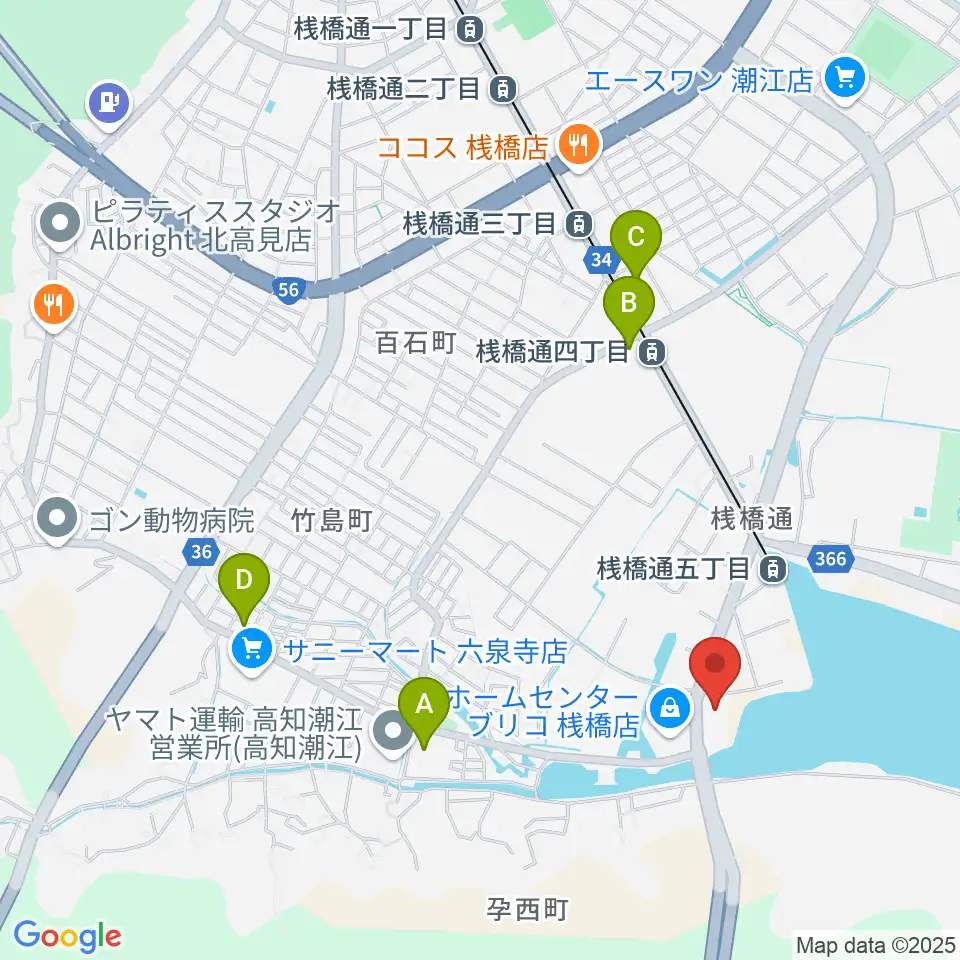 高知BAY5 SQUARE周辺のコンビニエンスストア一覧地図