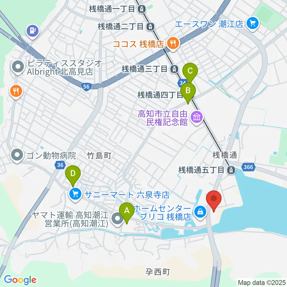 高知BAY5 SQUARE周辺のコンビニエンスストア一覧地図