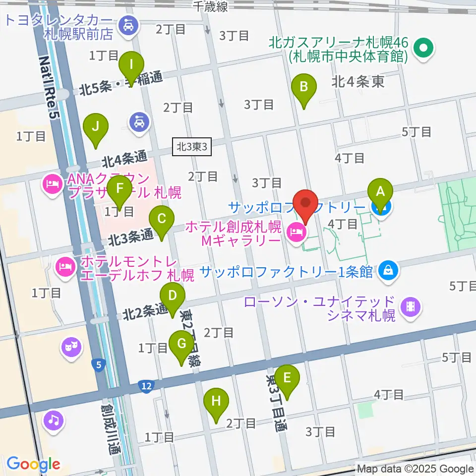サッポロファクトリー周辺のコンビニエンスストア一覧地図