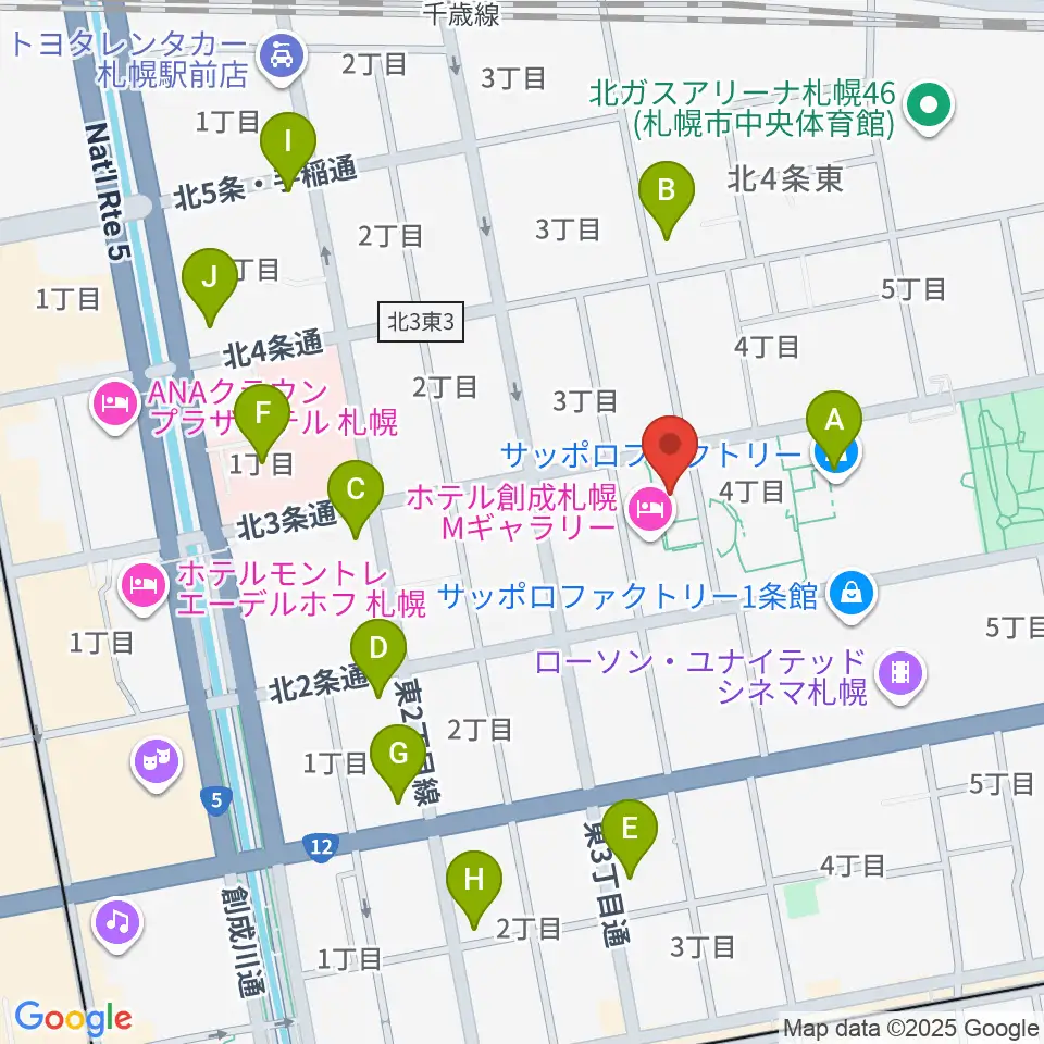 サッポロファクトリー周辺のコンビニエンスストア一覧地図