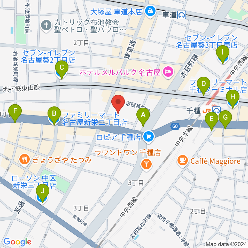 HITOMIホール周辺のコンビニエンスストア一覧地図