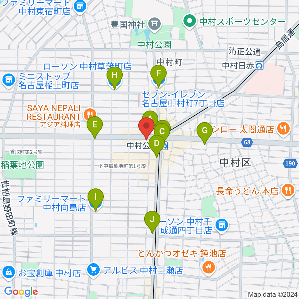 スタジオ・フィオリーレ周辺のコンビニエンスストア一覧地図