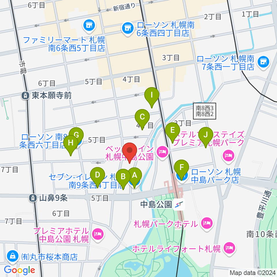 Zepp札幌周辺のコンビニエンスストア一覧地図