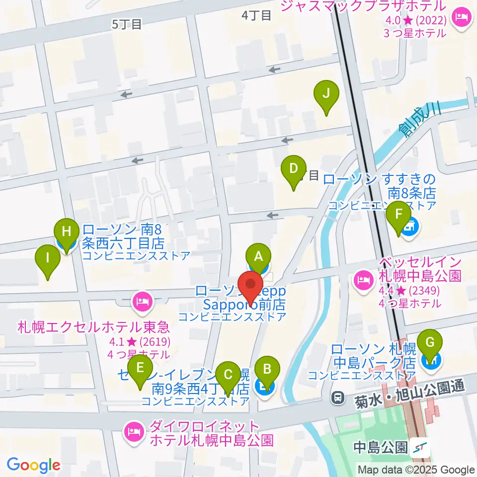Zepp札幌周辺のコンビニエンスストア一覧地図