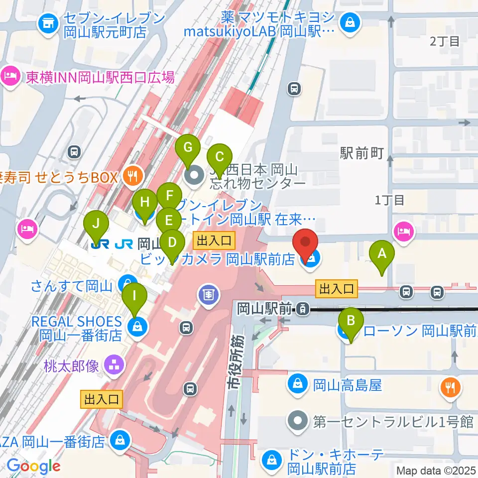ミュージックアベニュー岡山周辺のコンビニエンスストア一覧地図