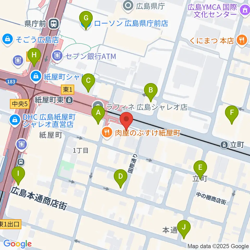 ヤマハミュージック 広島店周辺のコンビニエンスストア一覧地図