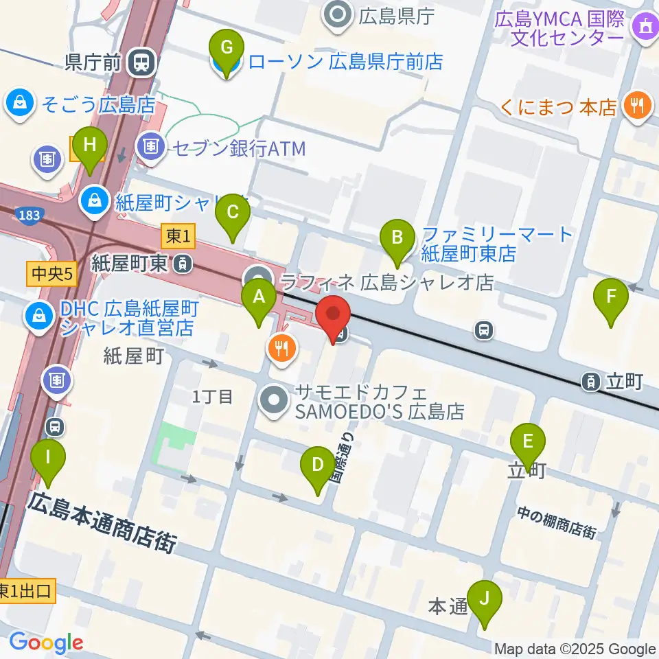 ヤマハミュージック 広島店周辺のコンビニエンスストア一覧地図