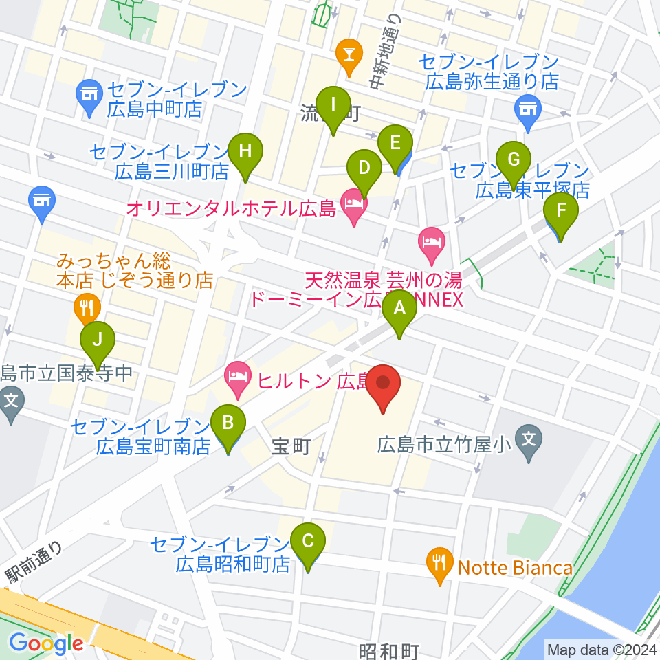 フジグラン広島センター ヤマハミュージック周辺のコンビニエンスストア一覧地図