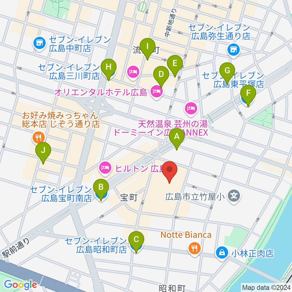 フジグラン広島センター ヤマハミュージック周辺のコンビニエンスストア一覧地図