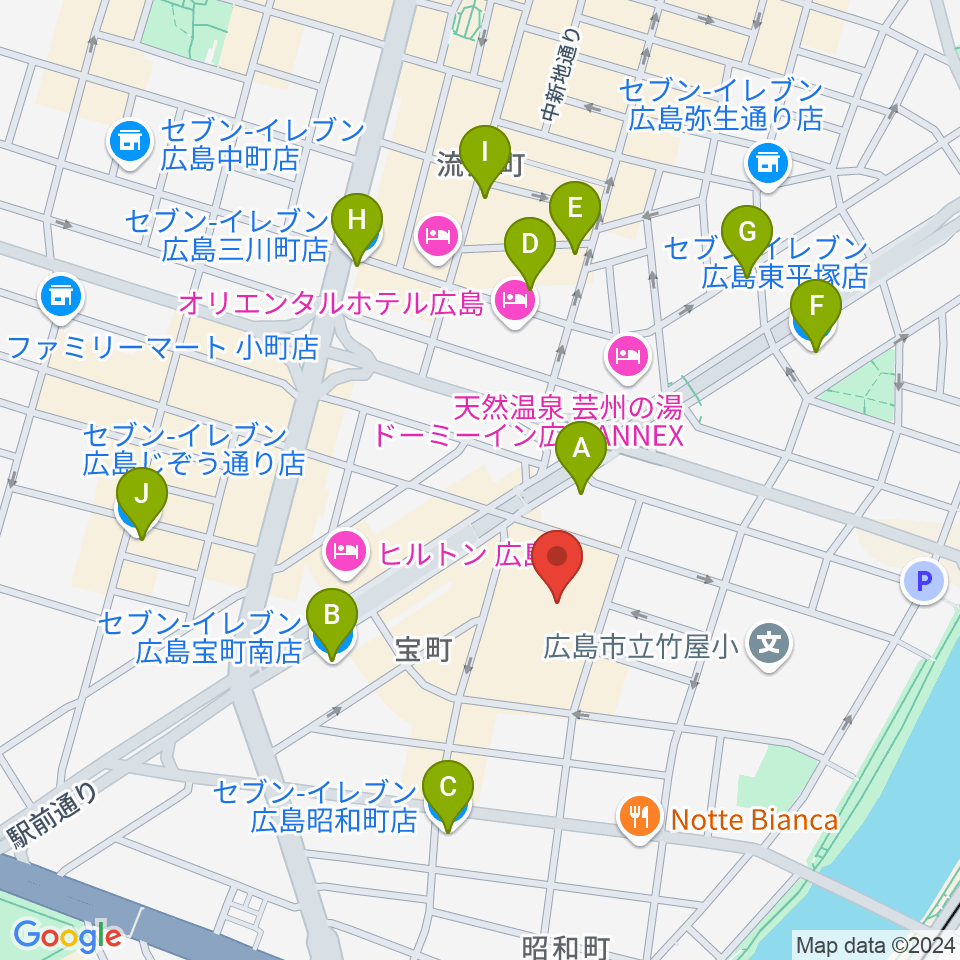 フジグラン広島センター ヤマハミュージック周辺のコンビニエンスストア一覧地図