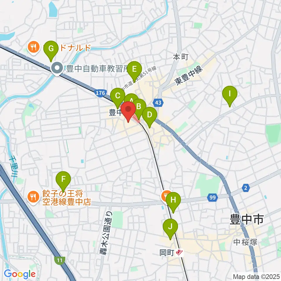 とよなか男女共同参画推進センターすてっぷ周辺のコンビニエンスストア一覧地図