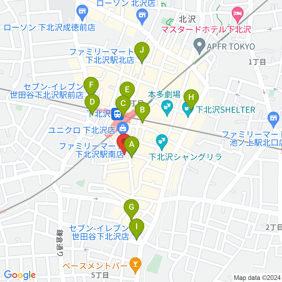 JAZZY SPORT下北沢周辺のコンビニエンスストア一覧地図