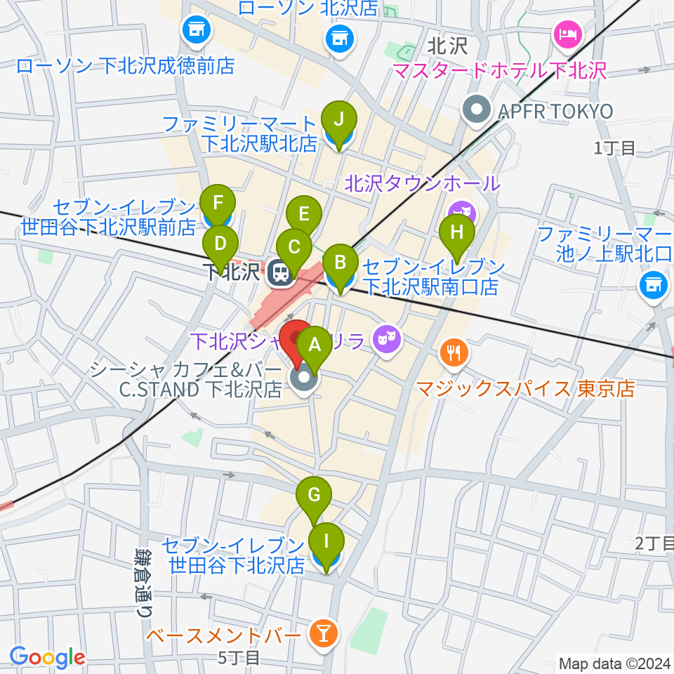 JAZZY SPORT下北沢周辺のコンビニエンスストア一覧地図