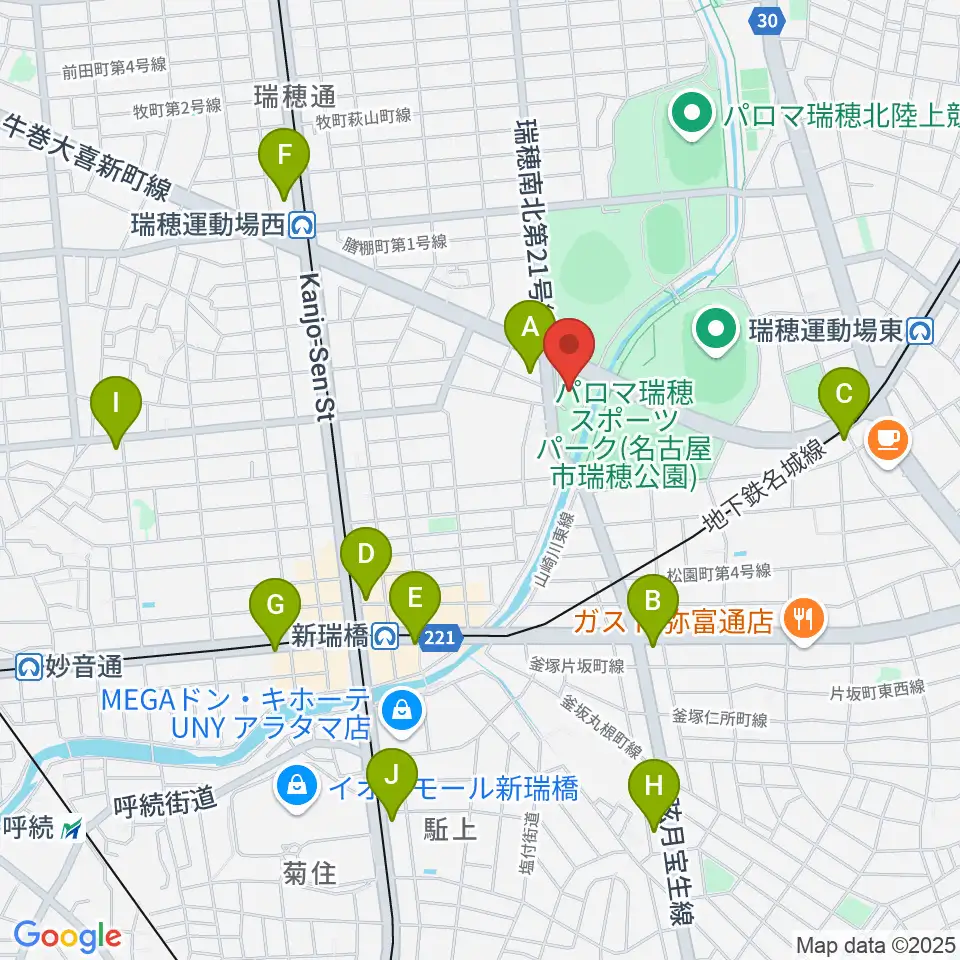 瑞穂文化小劇場周辺のコンビニエンスストア一覧地図