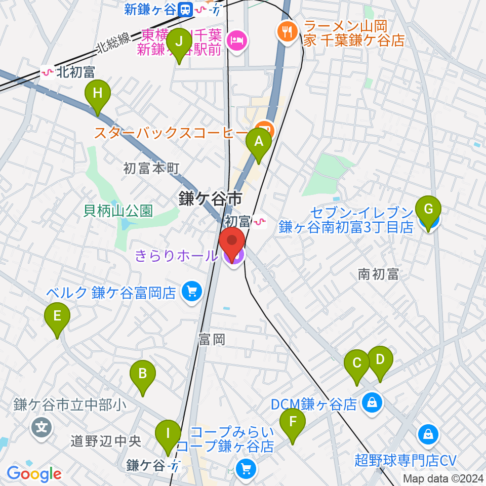 きらり鎌ケ谷市民会館・きらりホール周辺のコンビニエンスストア一覧地図