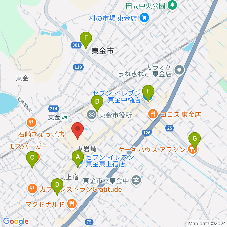 ユニスタイル東金 ヤマハミュージック周辺のコンビニエンスストア一覧地図