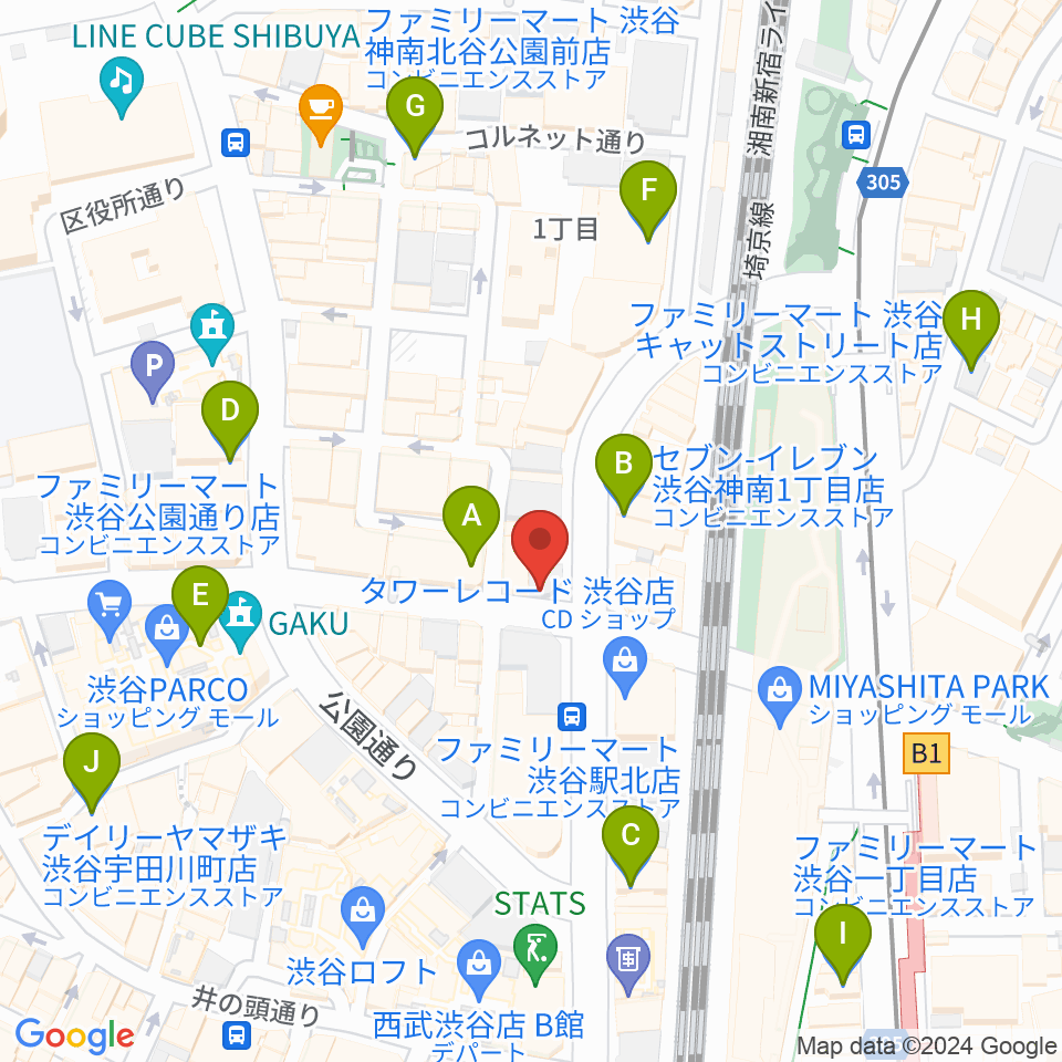 弦楽器ニシ周辺のコンビニエンスストア一覧地図