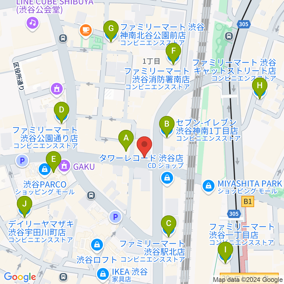 弦楽器ニシ周辺のコンビニエンスストア一覧地図