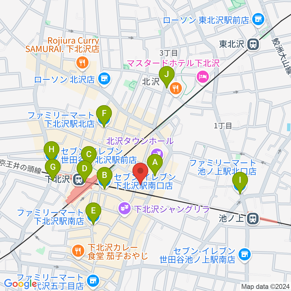 下北沢LIVEHOLIC周辺のコンビニエンスストア一覧地図