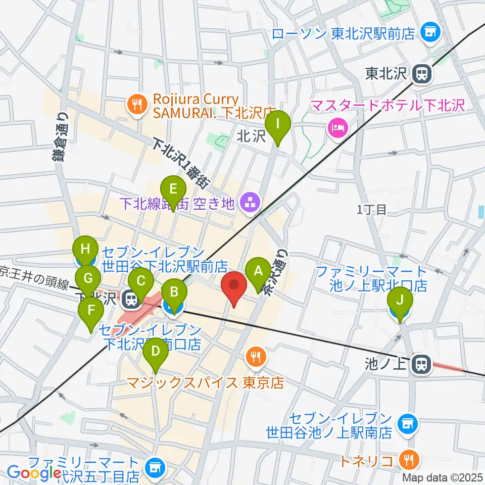 下北沢LIVEHOLIC周辺のコンビニエンスストア一覧地図