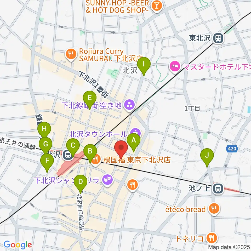 下北沢LIVEHOLIC周辺のコンビニエンスストア一覧地図