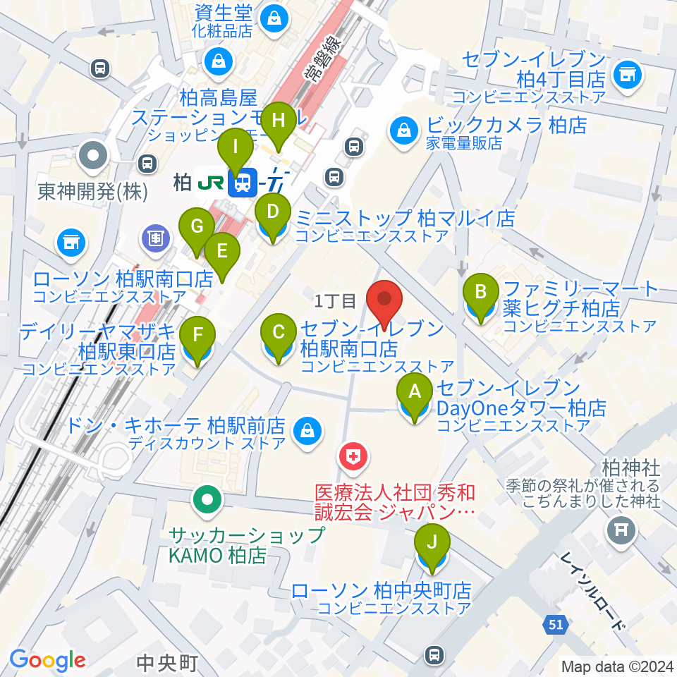 京北ホール周辺のコンビニエンスストア一覧地図